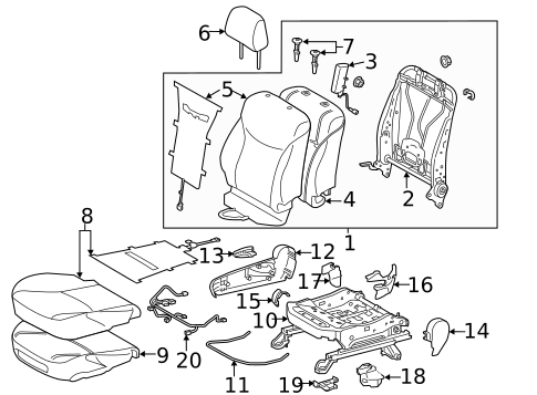 Passenger Seat Components for 2015 Toyota Prius #0
