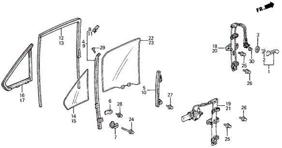 Rear Door Windows 5DR for 1988 Acura Integra #0