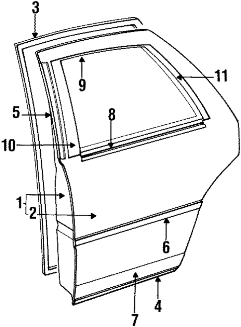 Exterior Trim - Rear Door for 1990 Chrysler New Yorker #0