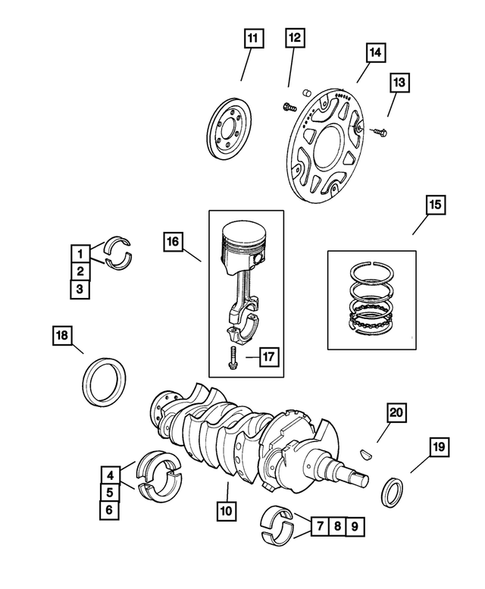 Crankshaft, Piston, and Drive Plate for 2001 Dodge Stratus #0