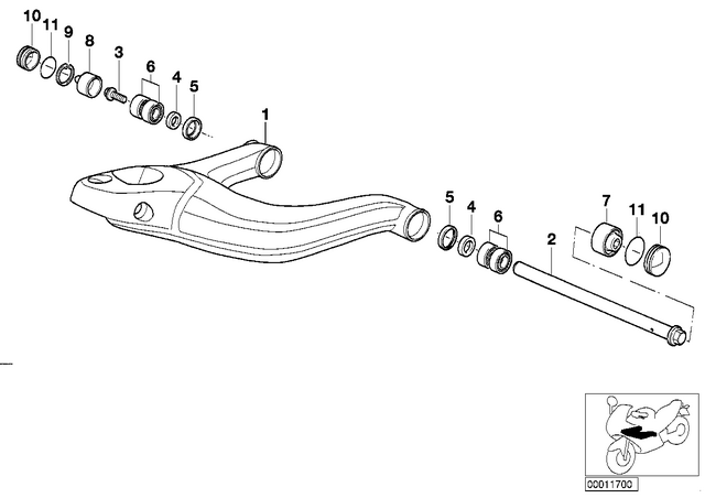 31422314501 - Front Axle, Front Suspension: Axle -  for BMW-Motorrad Image
