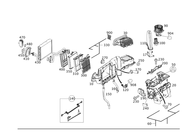 2048303603 - Heating and Ventilation: Parts Kit, Hous. , AC Box for Mercedes-Benz: AMG GT, AMG GT Black Series, AMG GT C, AMG GT R, AMG GT S, C250, C300, C350, C63 AMG, CLS400, CLS550, CLS63 AMG, CLS63 AMG S, E250, E350, E400, E550, E63 AMG, E63 AMG S Image image