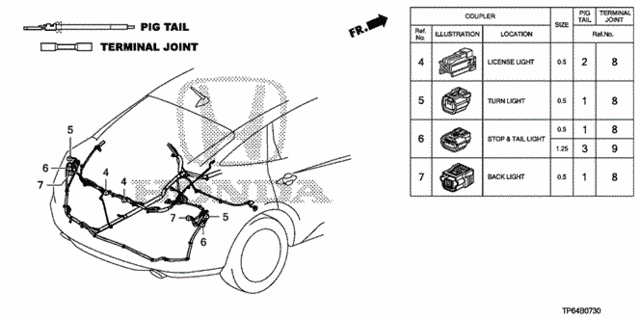 Electrical Connectors (RR.) for 2012 Honda Crosstour #0