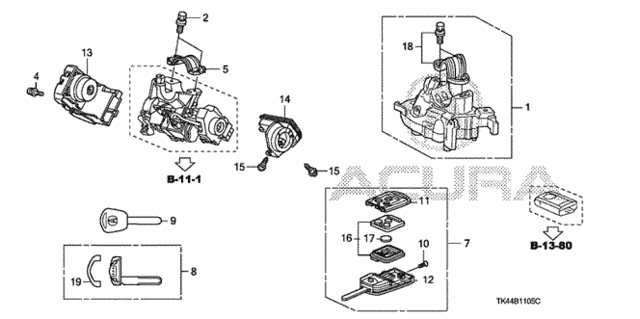 Key Cylinder Components for 2011 Acura TL #0