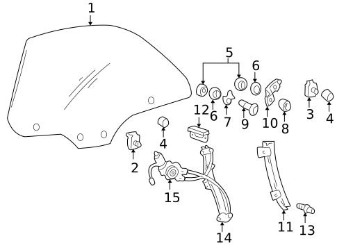 Glass - Rear Door for 2004 Hyundai XG350 #0
