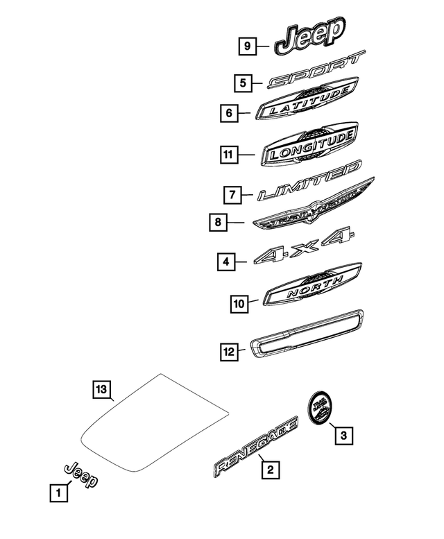 « 68477414AA – Exterior Ornamentation : Écusson, Monogramme pour Mopar Image »