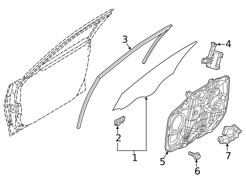 Glass - Front Door for 2019 Genesis G70 #0