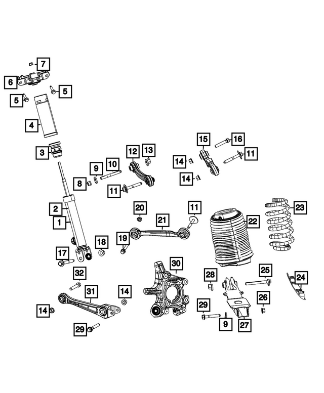 68607563AB - Rear Suspension: Suspension Shock Absorber Kit, Right Rear for Mopar Image
