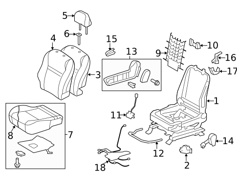 Passenger Seat Components for 2011 Toyota Matrix #1