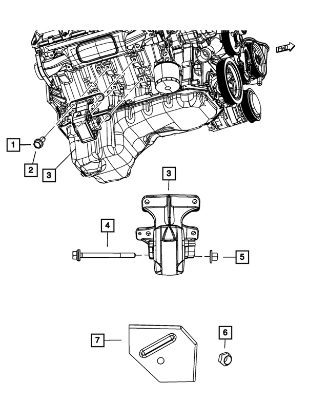 6101688 - 5.7L HEMI Gas; Engine: Hex Lock Nut, Mounting for Mopar Image
