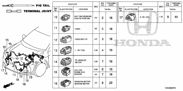 Electrical Connectors (FR.) (2) for 2015 Honda Accord #0