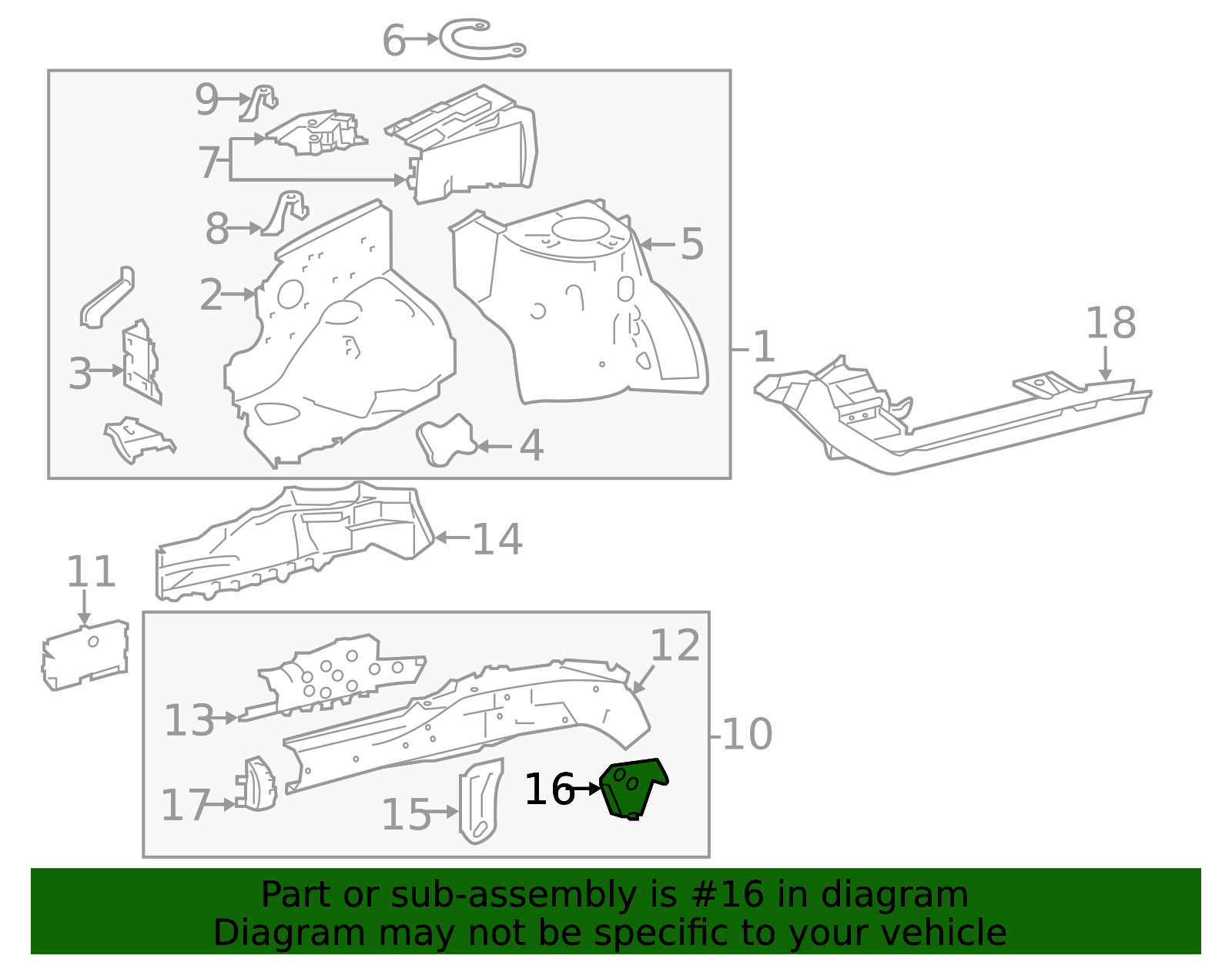 57106-02030 - Fender Closing Plate Bracket 2014-2019 Toyota Corolla ...