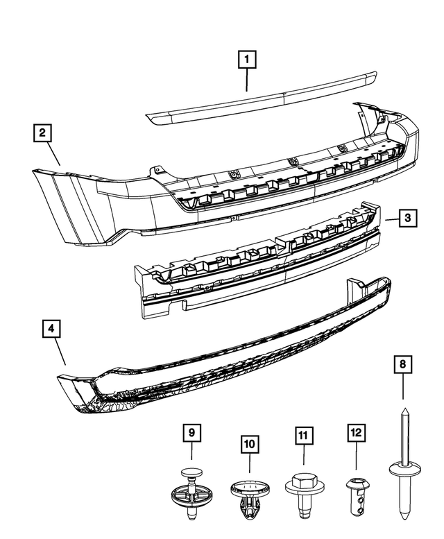 68091512AA - Frame, Bumper and Fascia: Rear Lower Fascia for Mopar Image image