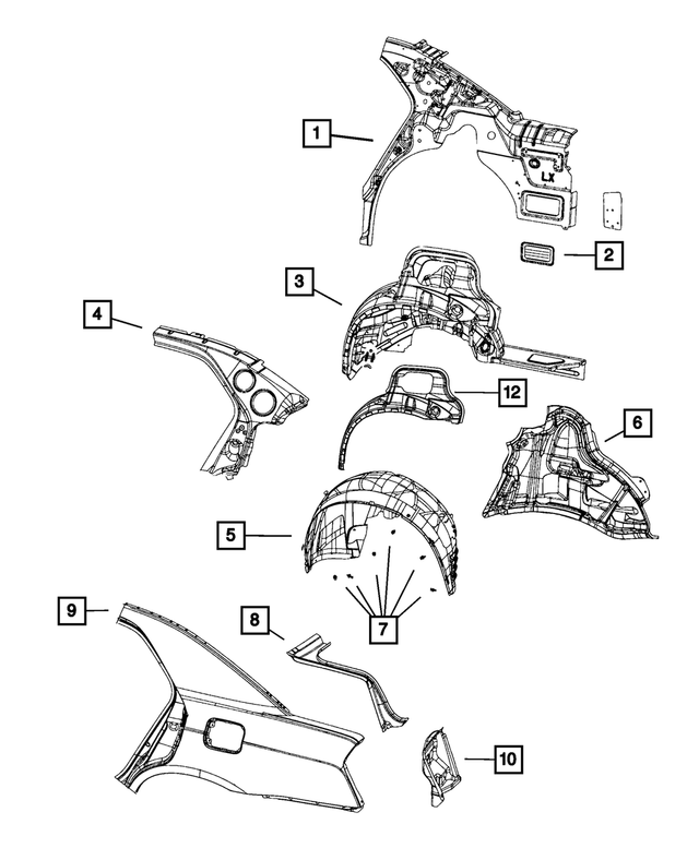 68436613AD - Body Sheet Metal Except Doors: Body Side Aperture Inner Panel, Left for Mopar Image
