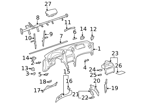 Instrument Panel Components for 2002 Toyota Celica #0