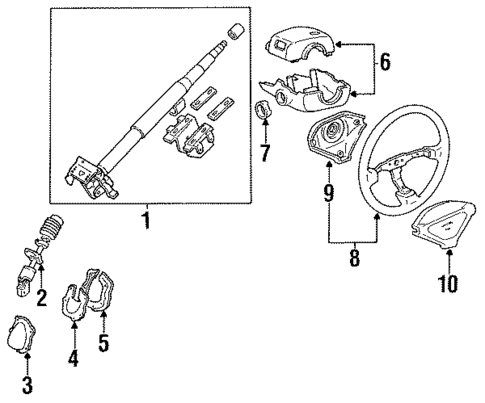 Steering Column & Wheel for 1992 Mazda Protege #0