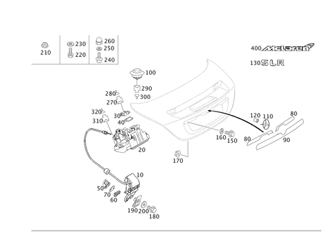 Rear Lid Latch-Type Lock, Rear Lid Attachment Parts for 2006 Mercedes-Benz SLR McLaren #0