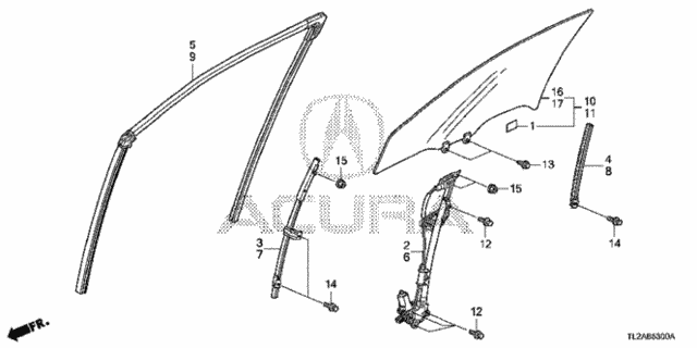 Front Door Glass  - Regulator for 2014 Acura TSX #0
