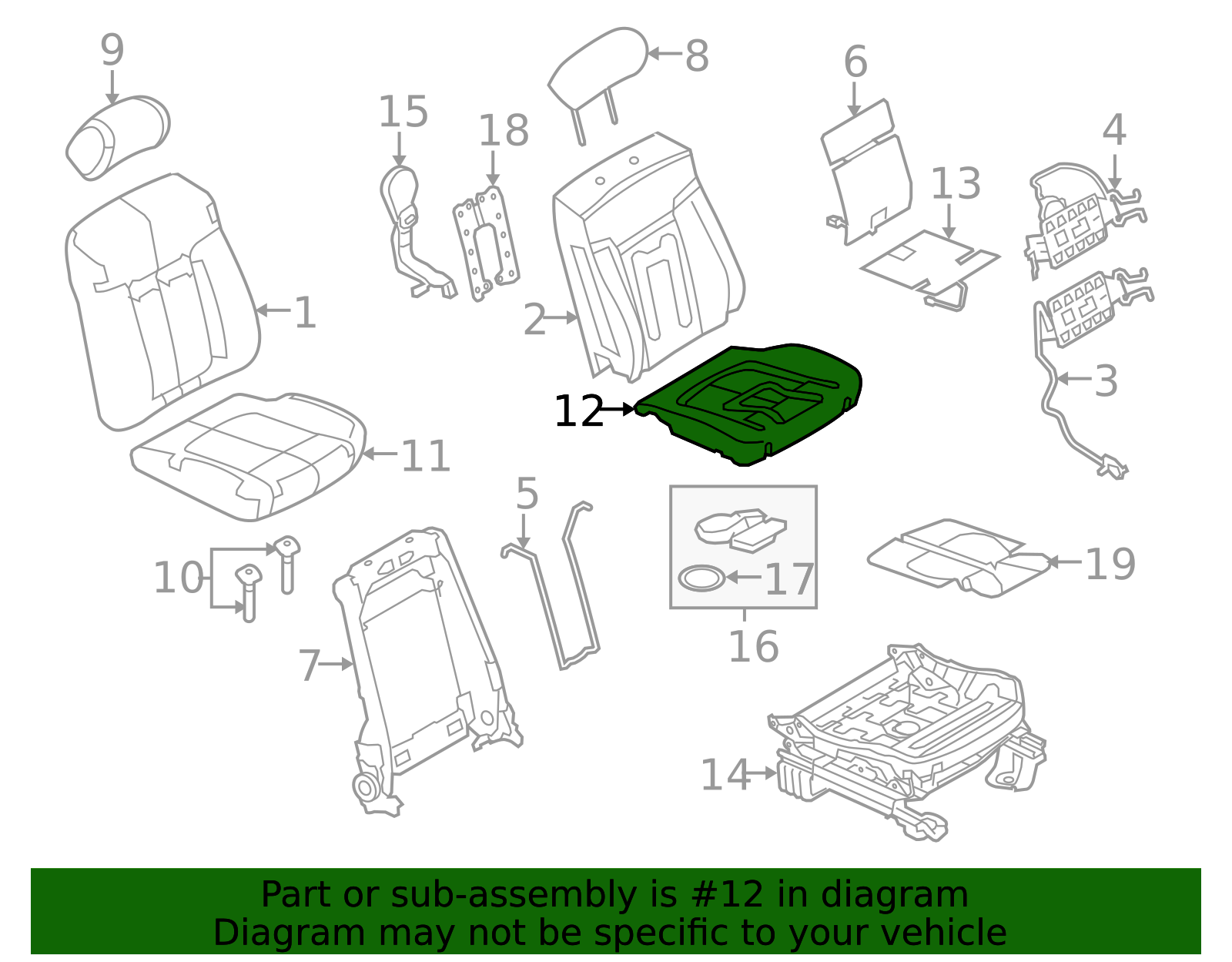 Front Left Driver Seat Cushion Foam For Ford F-150 1999-2004 - Cream Color