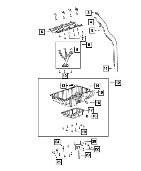 Engine Oiling, Oil Pan and Indicator (Dipstick) for 2025 Jeep Wrangler #0