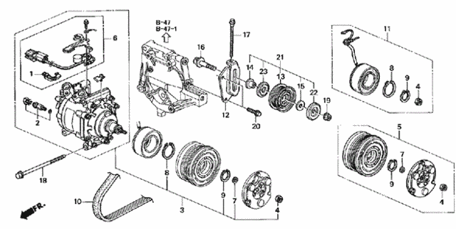 A/C Compressor (Sanden) for 1997 Honda Civic #0