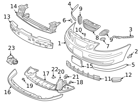 Bumper & Components - Front for 2007 Saab 9-3 #0