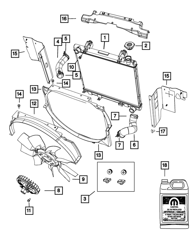 5189447AA - Air Conditioning &amp; Heater: Radiator Mounting Bolt Kit for Mopar Image image