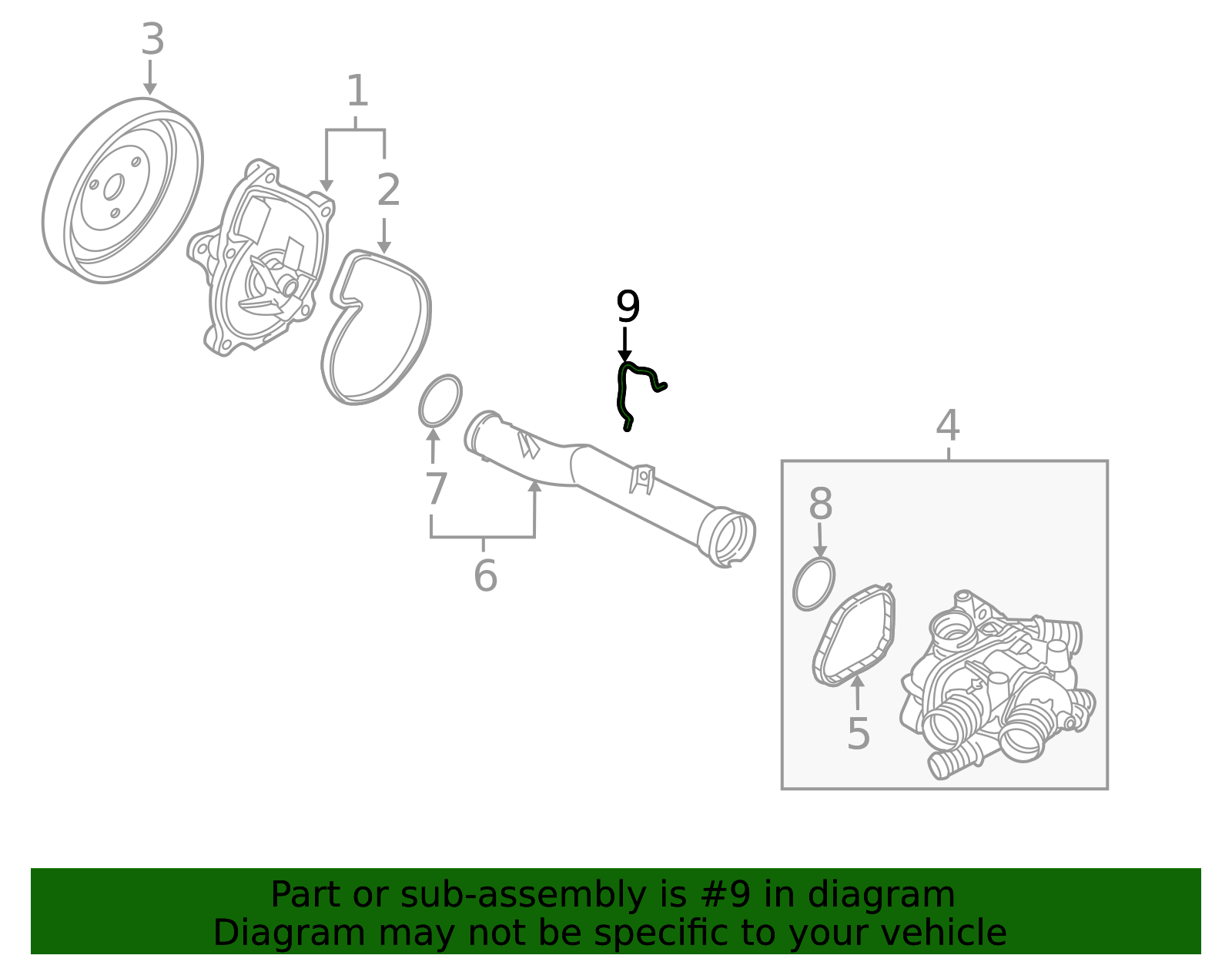 Water Pump To Thermostat Pipe For 2007-2015 Mini Cooper 1.6L - OEM 11537589713 Replacement