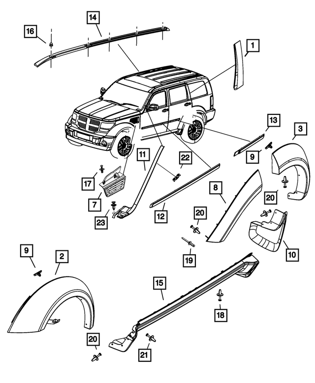 1DX11RXFAA - Exterior Ornamentation: Splash Guard, Left for Mopar Image