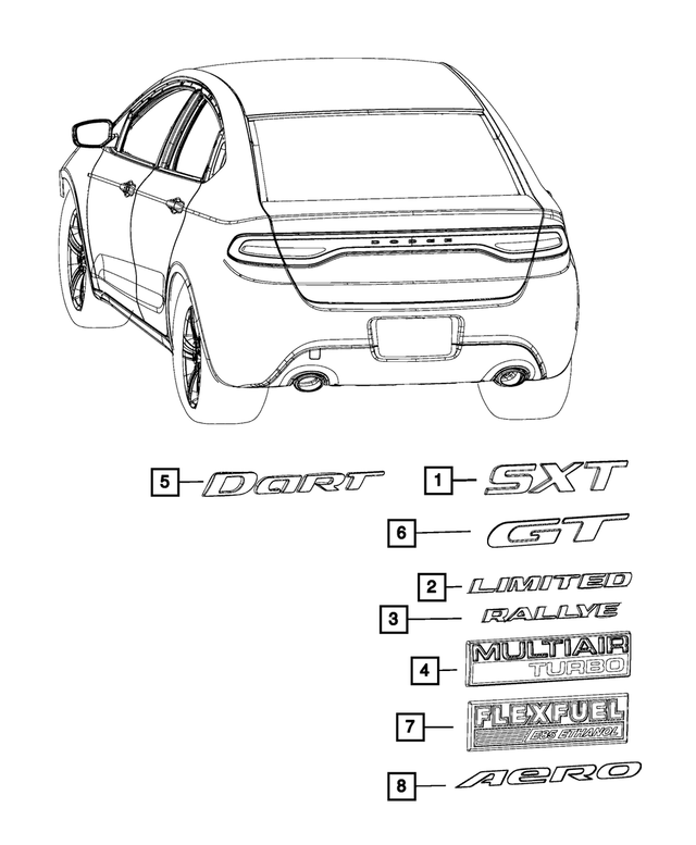68193755AA - Exterior Ornamentation: Nameplate for Mopar Image