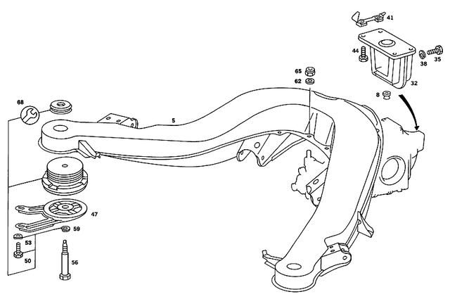 1263503508 - Rear Axle: Rear Subframe for Mercedes-Benz: 560SEL Image image