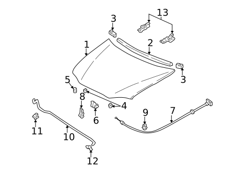 Hood & Components for 2001 Kia Spectra #0