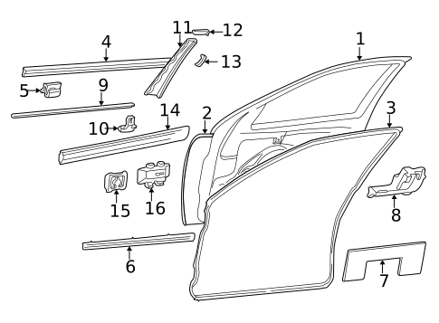 Exterior Trim - Front Door for 2000 Mercedes-Benz E 55 AMG&reg; #0
