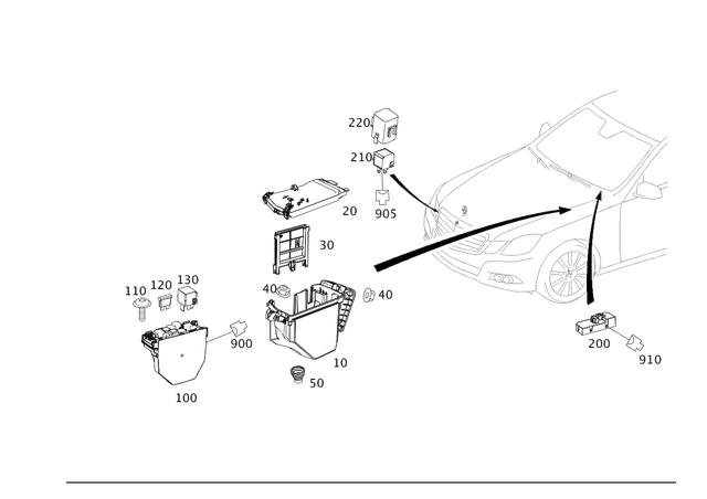 2125400324 - Electrical Equipment and Instruments: Equipment Compartment for Mercedes-Benz: CLS400, CLS550, CLS63 AMG, CLS63 AMG S, E250, E350, E400, E550, E63 AMG, E63 AMG S Image image