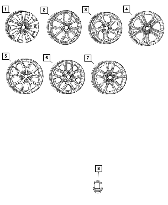 68630135AA - : Aluminum Wheel, Front Or Rear for Mopar Image