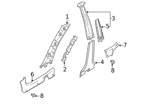 Interior Trim - Pillars for 2004 Kia Rio #0