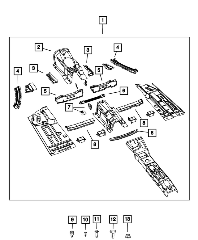 68043495AT - Body Sheet Metal Except Doors: Front Floor Pan for Mopar Image