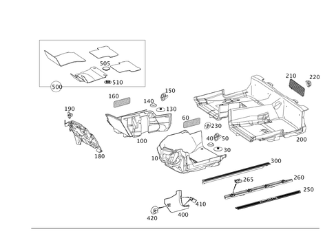 Front Wall Pillar Trim, Lining on Floor and Footrest for 2013 Mercedes-Benz C250 #0