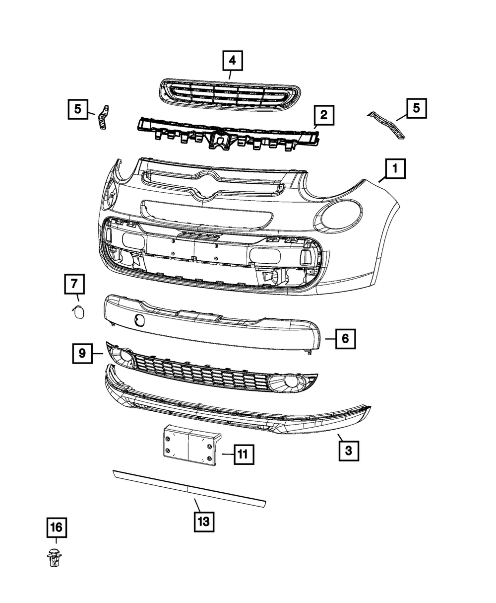 フィアット　500/500L 当時物パーツリスト　アルファロメオ フェラーリ 2014-2017 Fiat 500L Fascia To Fender Bracket, Left 68253642AA | My