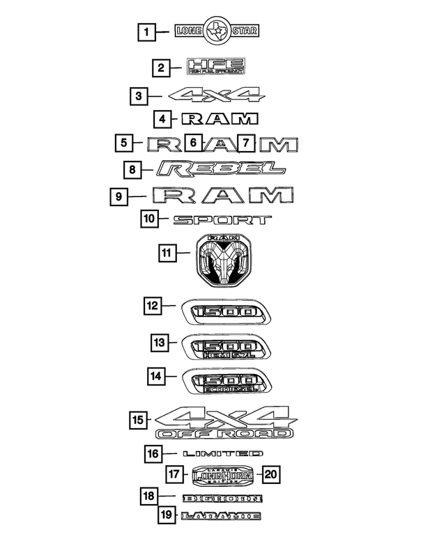 68310060AA - Exterior Ornamentation: Front Door Nameplate, Right Or Left for Mopar Image image