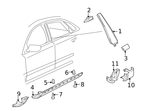 Exterior Trim - Pillars for 2004 Audi A8 Quattro #0