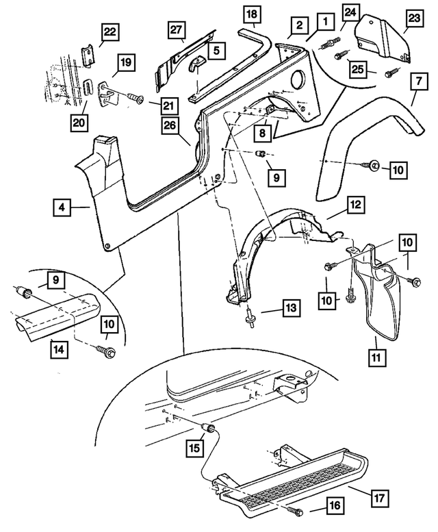 4874196AH - Body Sheet Metal Except Doors: Body Side Panel, Outer, Right for Mopar Image
