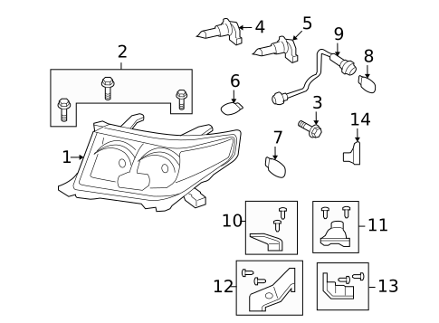 Headlamp Components for 2010 Toyota Land Cruiser #0