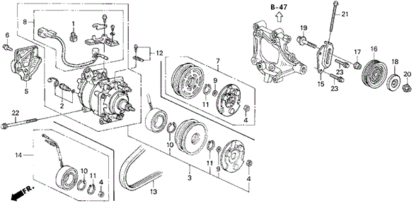 A/C Compressor (Sanden) ('93 S,SI) for 1993 Honda Civic del Sol #0