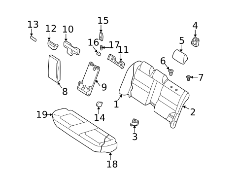 Rear Seat Components for 2000 Subaru Legacy #0