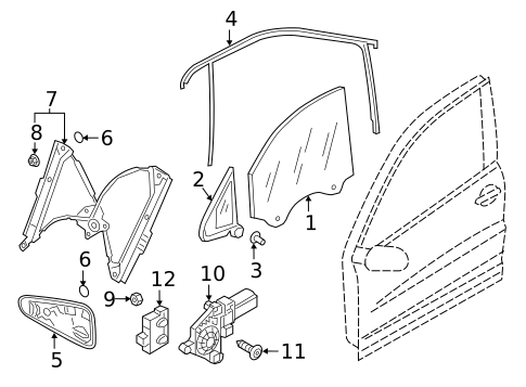 Glass - Front Door for 2019 Volkswagen Tiguan #0