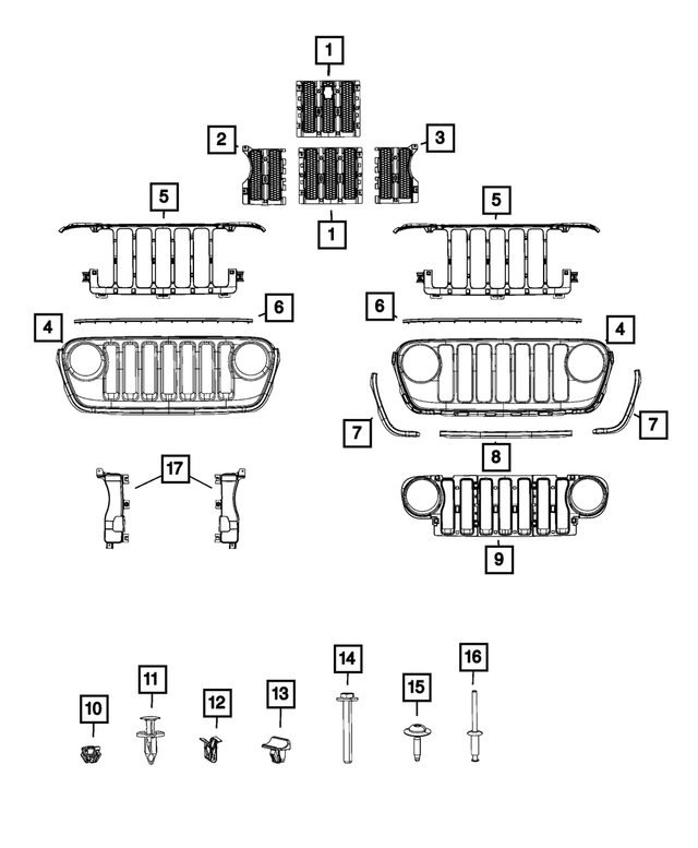 6CG99TZZAC - Exterior Ornamentation: Radiator Grille Trim Ring Kit for Mopar Image
