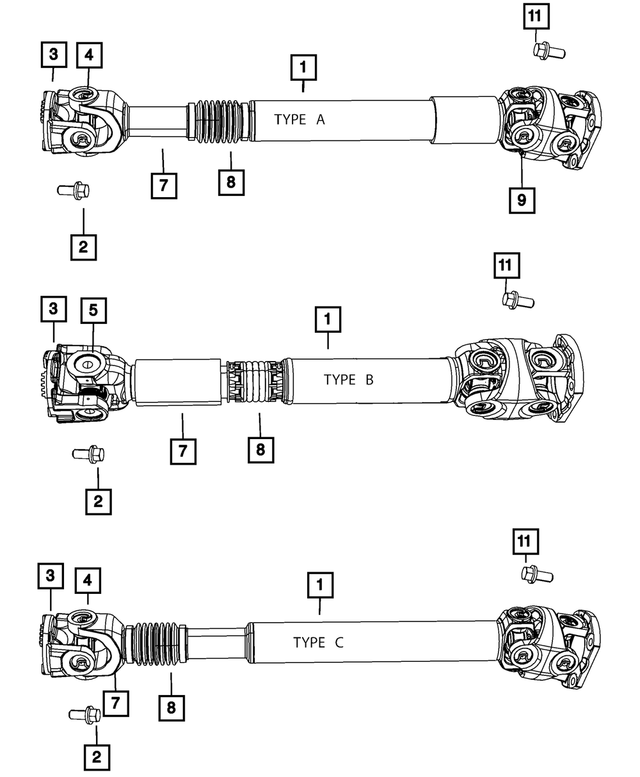 V8004848AC - Front Axle; American Axle 235 MM Dual Rear Wheels; Differential and Drive Line: U-joint Kit for Mopar Image image