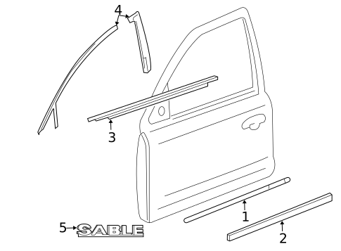 Exterior Trim - Front Door for 2008 Mercury Sable #0