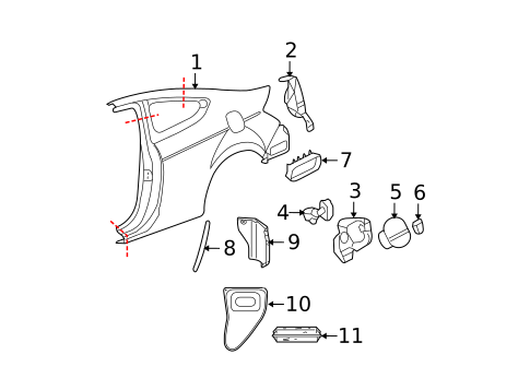 Quarter Panel & Components for 2010 Honda Accord #1